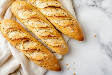 Naklejka premium Fresh Baguettes on Linen