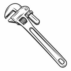 Adjustable Pipe Wrench Illustration For Plumbing Maintenance And Repair Graphic