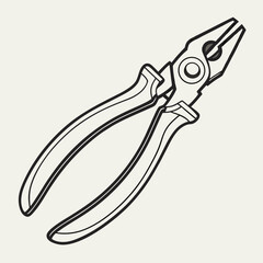 Striking Minimalist Outline Illustration Of Professional Combination Pliers Tool Equipment