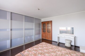 interior room apartment bedroom with bed, cozy place to sleep and relax