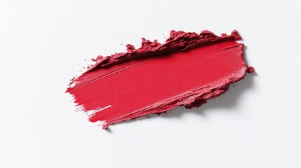 Red lipstick smudge on white background
