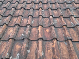 Traditional Java and Sunda roof tile detail that made from sticky soil