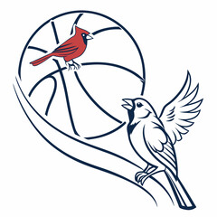 Bird Mascot Design With Basketball Sports Emblem Vector Illustration
