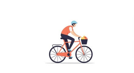 Fototapeta premium Flat vector of bicycle ride on calm pastel day