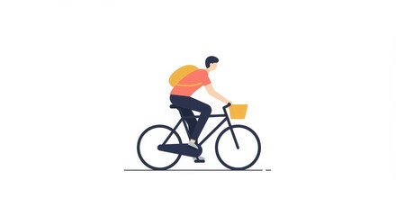 Fototapeta premium Flat design of relaxed bicycle ride under blue sky