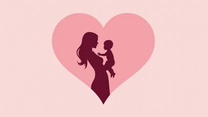 Silhouette Of Mother Holding Baby- Heart