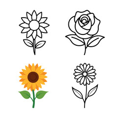 icon set of flowers vector
