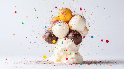 Colorful ice cream dessert creation
