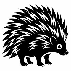 Porcupine silhouette vector black on white background