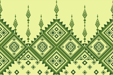 Verdant diamond lattice with indigenous-inspired motifs. Bold geometric symmetry in forest greens on cream. Perfect for modern ethnic-inspired designs.​​​​​​​​​​​​​​​​