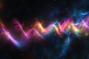 Fototapeta premium Colorful abstract wave patterns in cosmic space with vibrant energy and light effects