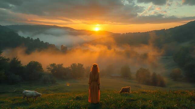 **Barn Animals In Foggy Sunrise Cow, Goat, Chickens Grazing On Wet Grass --Ar 16:9 --S 994 --V 6.0 --Style Raw** - @Darya (Relaxed) -# Create, Explore, And Organize On [Midjourney.Com](<Https://Midjou