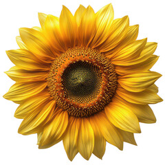 Fototapeta premium Close up of beautiful yellow sunflower blossom for summer and spring time on transparent background