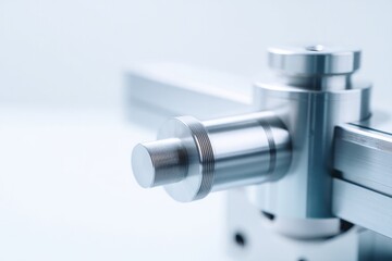 minimalistic scene featuring close-up of sleek modern industrial machine component well-lit and set against simple