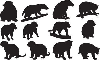 Archaeoindris Silhouette – Minimal Vector Illustration on White Background