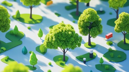 Fototapeta premium 3D trees in a city park