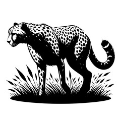 Fototapeta premium illustration silhouette cheetah on white background