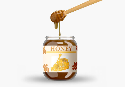 Jar of Honey with Dripper Mockup