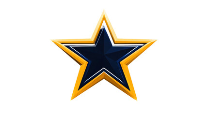 Obraz premium A five-pointed star with a gold border and navy center floats on a black background.
