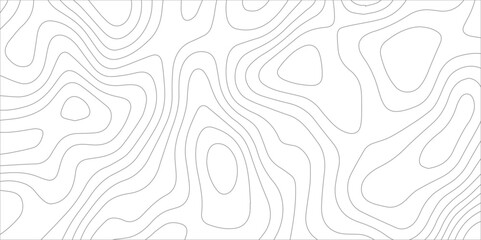 Topography background design. Seamless abstract wavy line patterns. Geographic line map with elevation assignments. Black curve lines on white background.