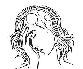 Sad girl sitting. Sad girl with lonely expression. silhouette woman psychology I'm not okay