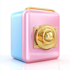 Colorful Safe Box with Golden Lock and Modern Design Elements