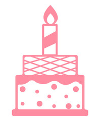 Birthday cake clip art design on plain white transparent isolated background for card, shirt, hoodie, sweatshirt, apparel, tag, mug, icon, poster or badge