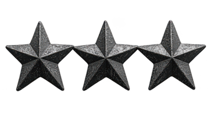 Three star general rank insignia military leadership achievement symbol on transparent background