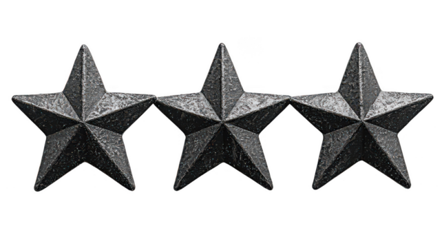 Three star general rank insignia military leadership achievement symbol on transparent background - Powered by Adobe