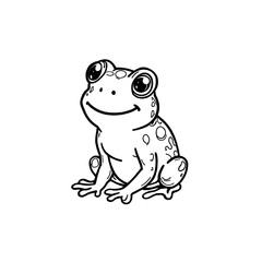 Fototapeta premium funny frog cartoon black line colouring page sketch isolated on white background