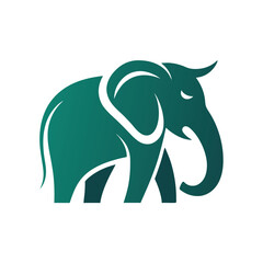 clean elephant with trunk up logo icon on white