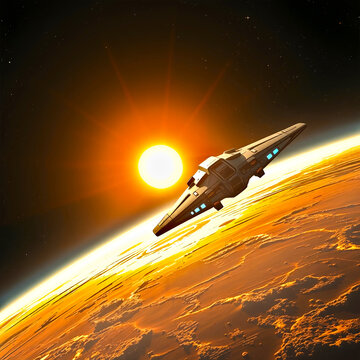 spaceship in orbit 