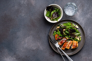 Roasted chicken breast with fresh salad