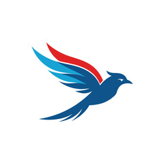 clean flying bird in motion logo icon on white