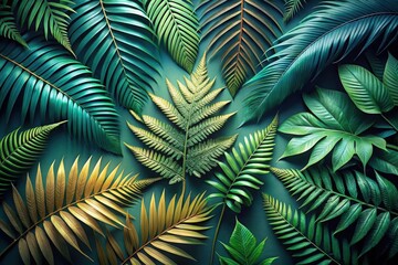 Lush Tropical Green Leaves Nature Background