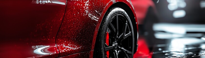 Sleek Red Sports Car Closeup