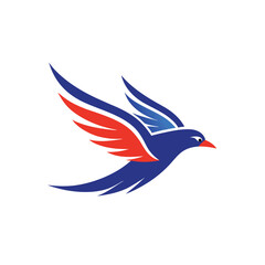 clean flying bird in motion logo icon on white