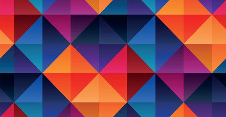 Obraz premium Colorful Geometric Triangular Seamless Pattern with Gradient Blocks