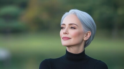 Mature woman with thoughtful expression