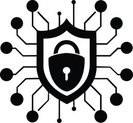 Modern and Unique cybersecurity icon silhouette vector art, cybersecurity line art vector illustration, cybersecurity vector logo icon design