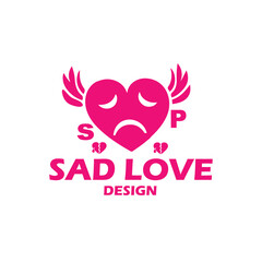 Sad and hart love logo design 