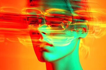 Hallucination effect. Metaphorical fasting physical senses, of a mental illusion. Hallucination - due to fasting: abstract image of well-being. Weird images in mind. Medicine and brain.