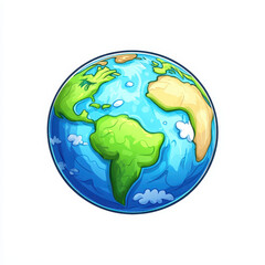 Colorful Cartoon Globe Illustration with Oceans and Continents View