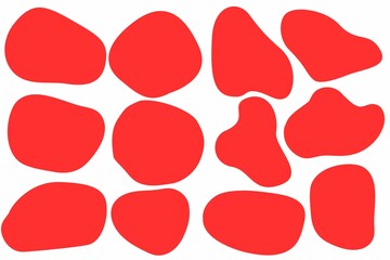 Red seamless pattern, shape text frames. set of abstract red speech bubbles. Wavy rectangular, square textboxes. On white background