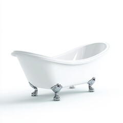 Elegant White Bathtub with Vintage Silver Legs and Curved Shape