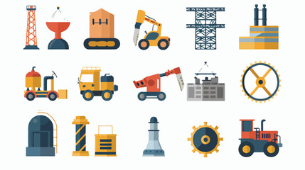 Machinery Icons Over White Background Vector Illustration