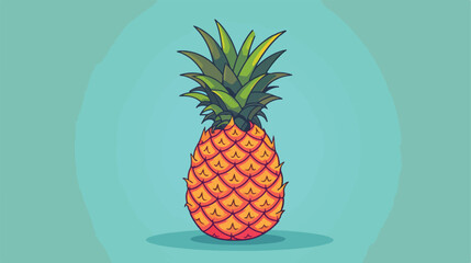Detailed Pineapple Fruit Vector Illustration Sketch for Graphic Design