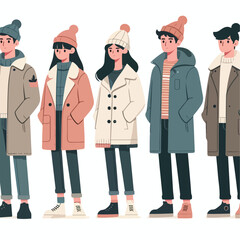 vector image of adult wearing jacket in winter