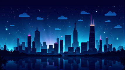 Fototapeta premium Stunning Night Skyline Illustration