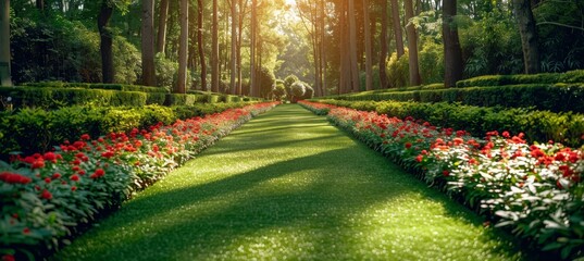 Vibrant garden blooms and pristine flowerbeds showcasing nature s perfect harmony